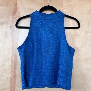 Elegant Blue Textured Women's Tank Top